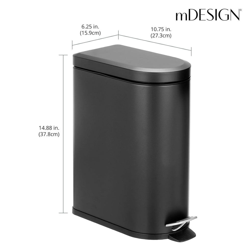 Black 2.6 Gallon Stainless Steel Step Trash Can P181