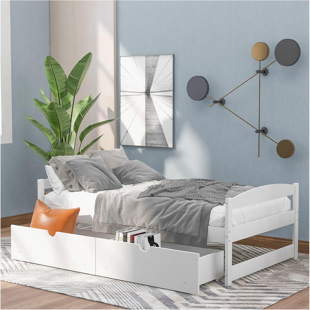 White Twin Size Wood Daybed with 2 Drawers G229