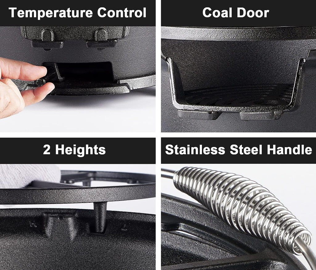 Pre-Seasoned Cast Iron Portable Charcoal Grill Q285