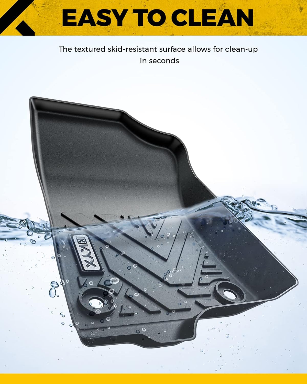 All Weather TPE Black Car Floor Mats Front & 2nd Row V139503