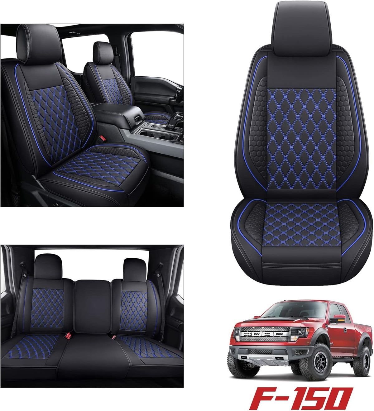 Black Waterproof Full Set Car Seat Covers for Ford F150 Y482586