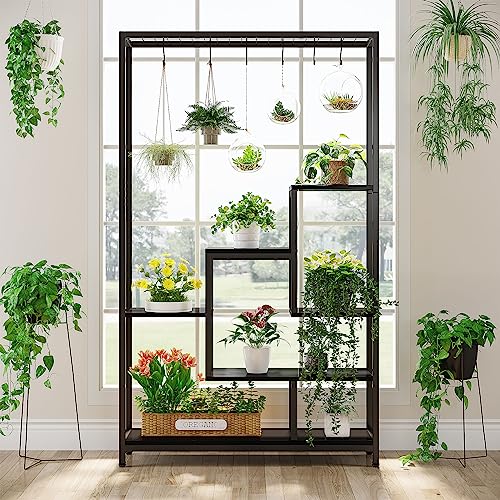 5-Tier Tall Metal Plant Stand, 70.9”, Black R100603