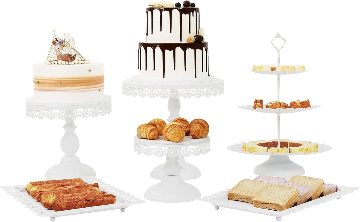 6 Pcs Metal Cake Stands Set Matte White L185371