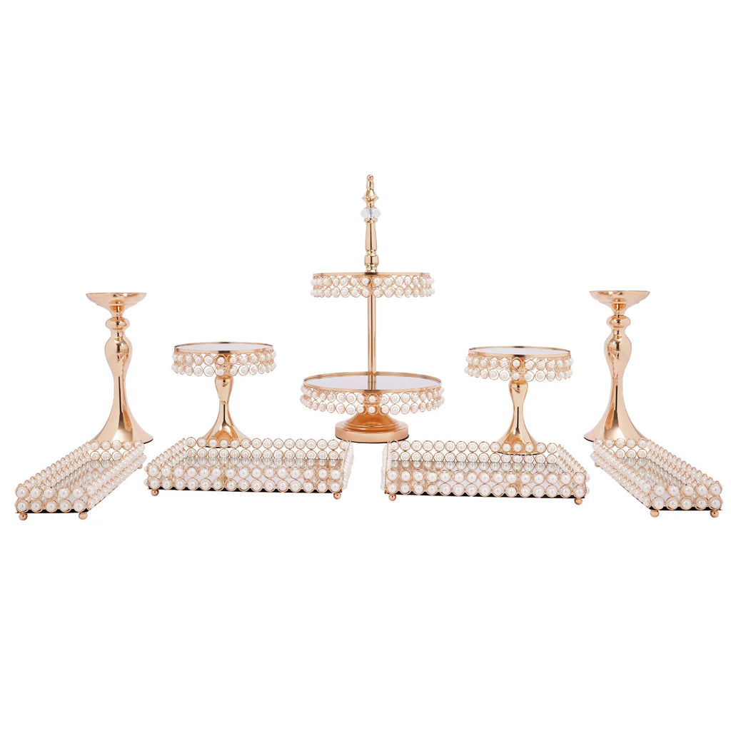 9 Pcs Acrylic Pearl Cake Stand Set U394