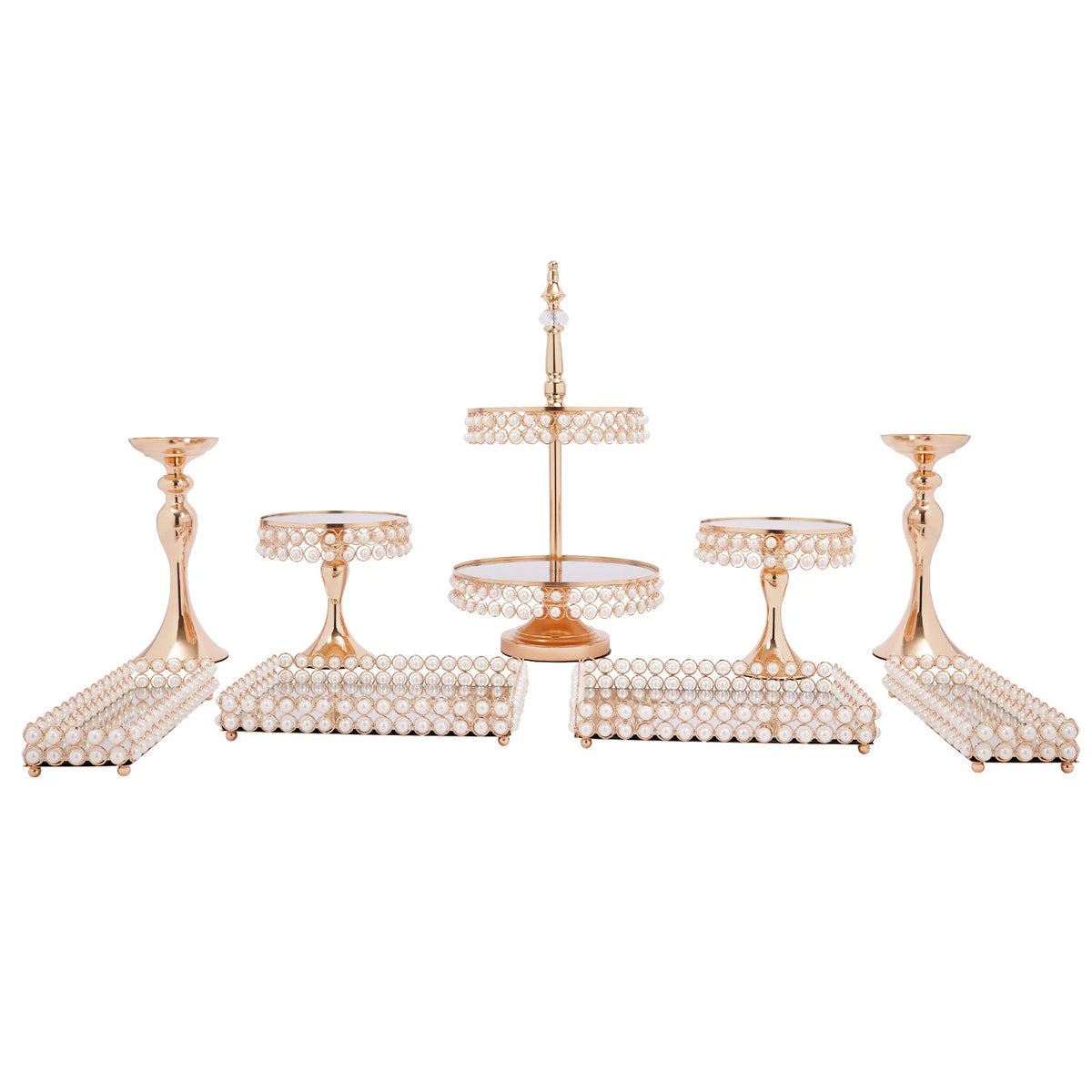 9 Pcs Acrylic Pearl Cake Stand Set U394