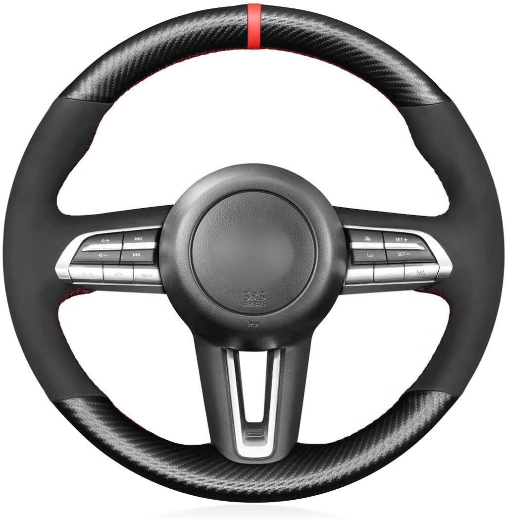 Black Genuine Leather Steering Wheel Cover J2587