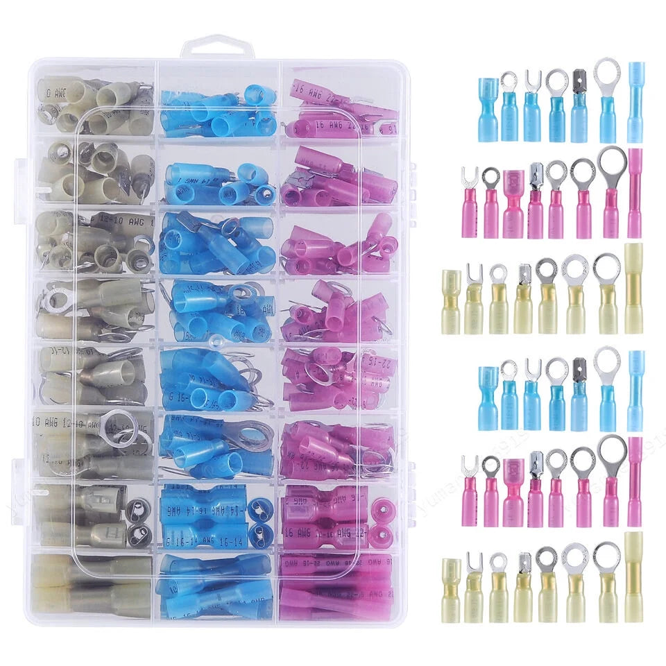 Heat Shrink Wire Connectors Crimp Terminals Kit 250x J591189