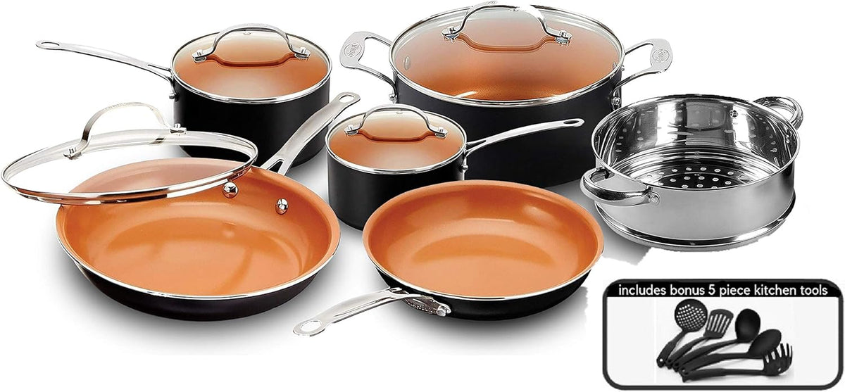15-Piece Nonstick Titanium and Ceramic Cookware Set with Utensils M3530