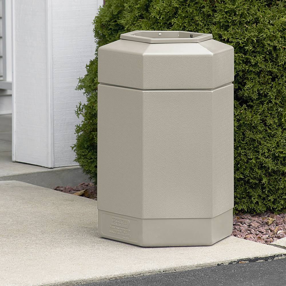 Beige 30-Gallon Hex Waste Container I5397