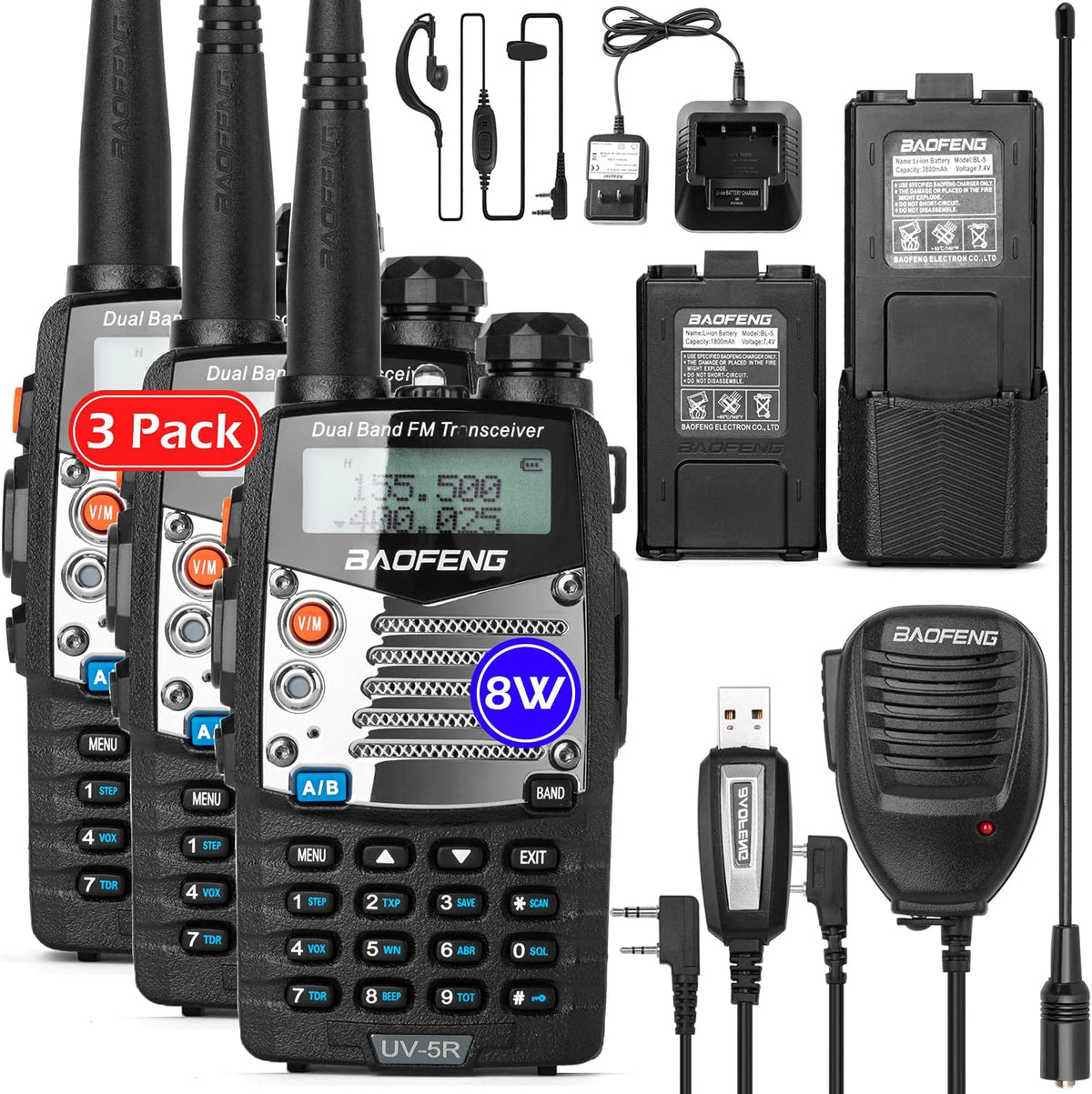 3 Pack Dual-Band Handheld Ham Radio with Rechargeable Battery Y453