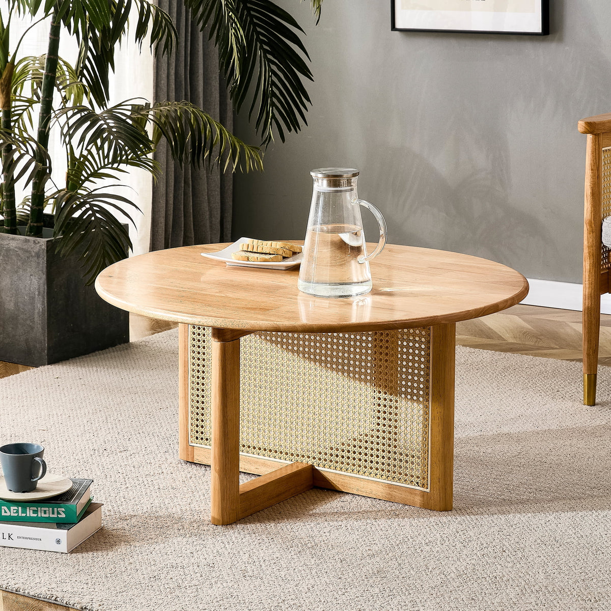 Coffee Table with Rattan Accents N226