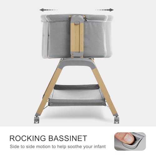 Navy Blue 3 in 1 Baby Bassinet with Mattress and Wheels N685