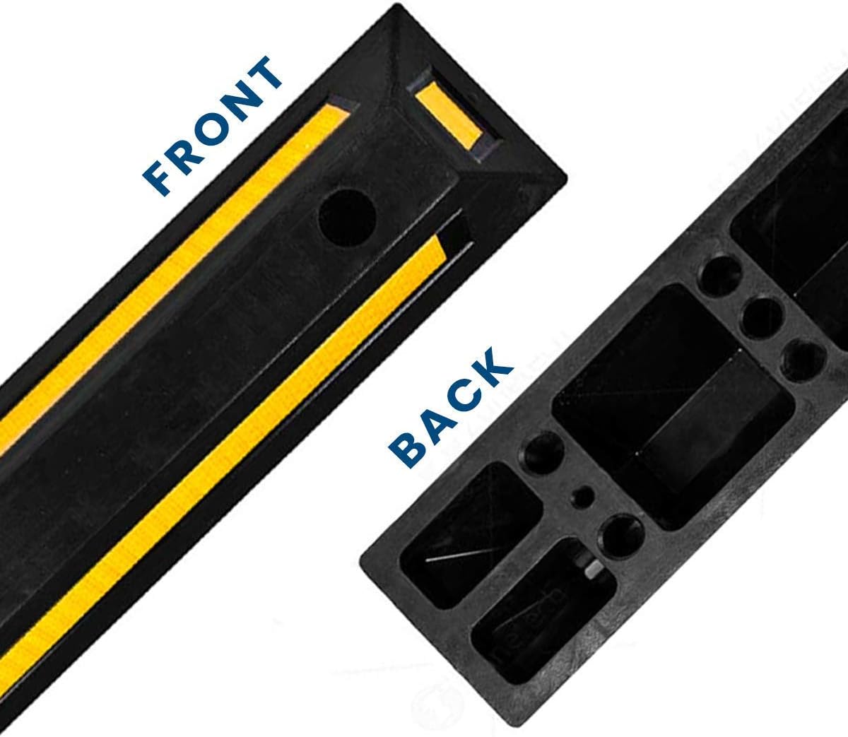 Black Rubber Parking Curb with Yellow Reflective Stripes, 4 Pack K85531