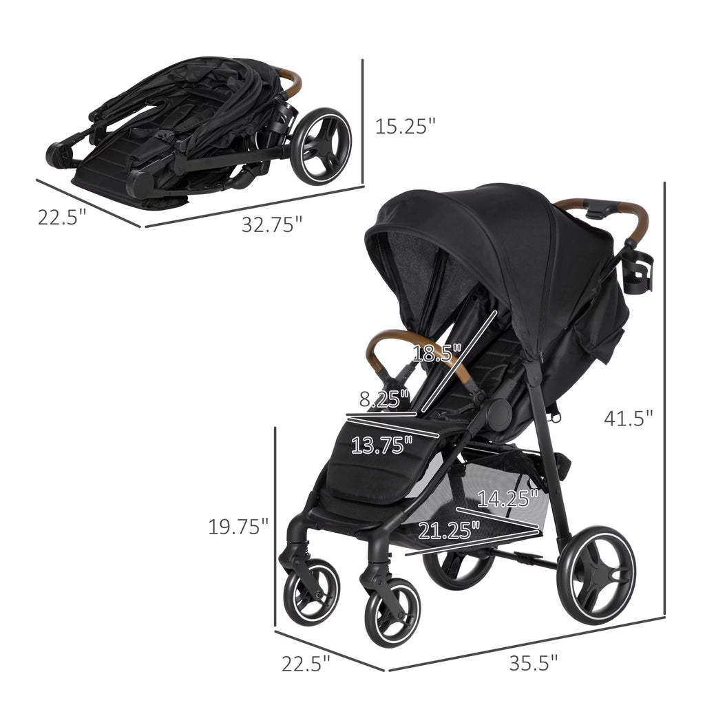 1-Click-Foldable Lightweight Black Stroller N2827