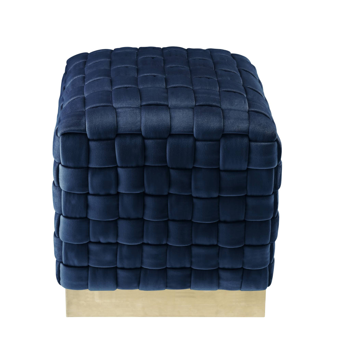 Navy Gold Velvet Cube Ottoman Q2981