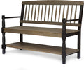 Gray and Black Acacia Wood Bench with Shelf K8383