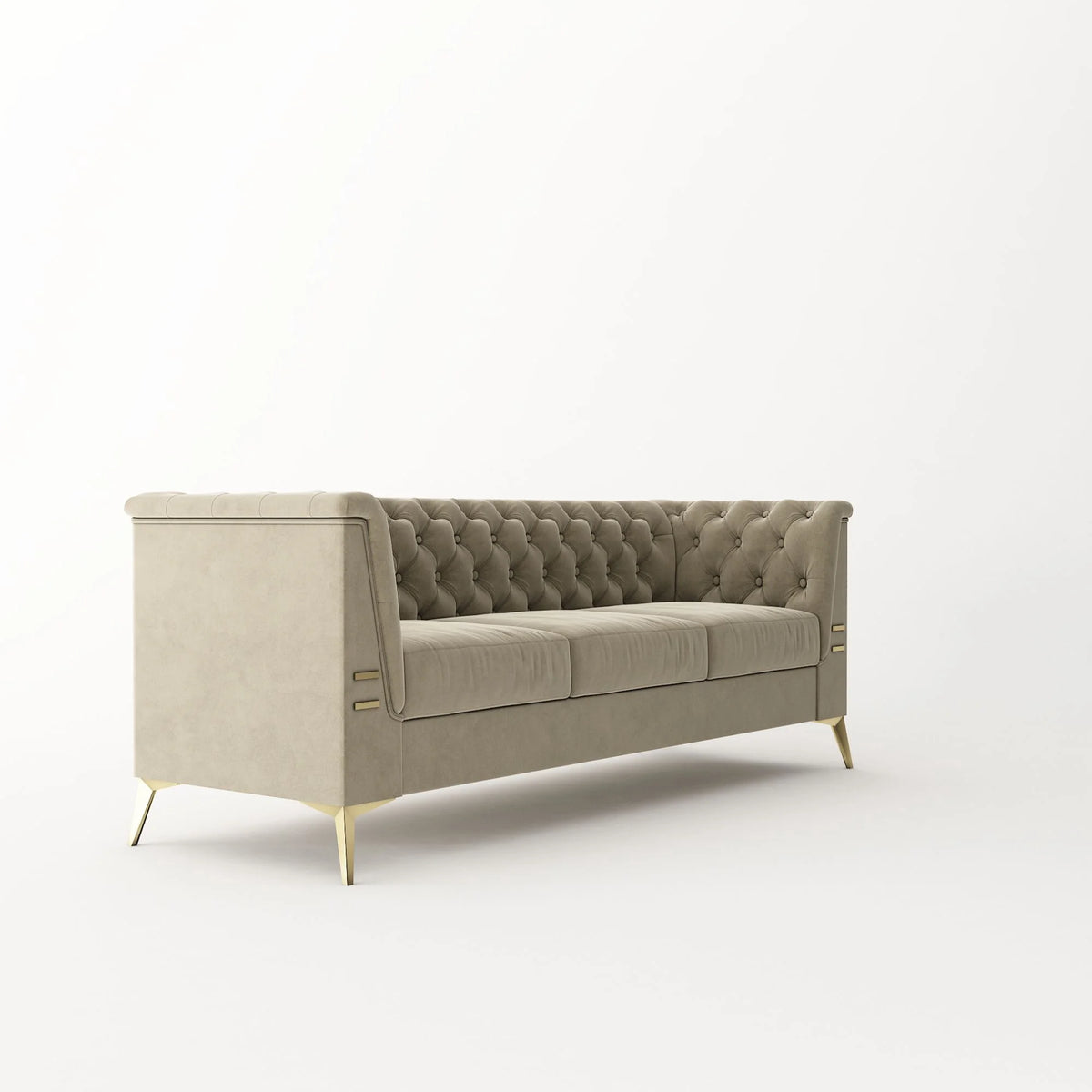 Khaki Velvet Upholstered Sofa O134471