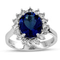 3.75 CTTW Oval Sapphire & Diamond Ring, 14K Gold, Size 8 V127
