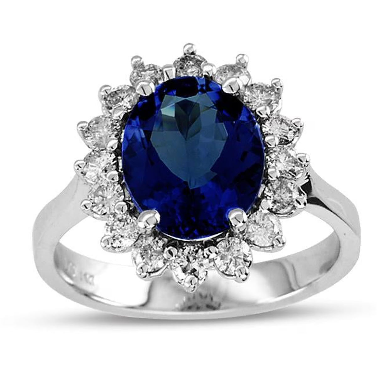 3.75 CTTW Oval Sapphire & Diamond Ring, 14K Gold, Size 8 V127