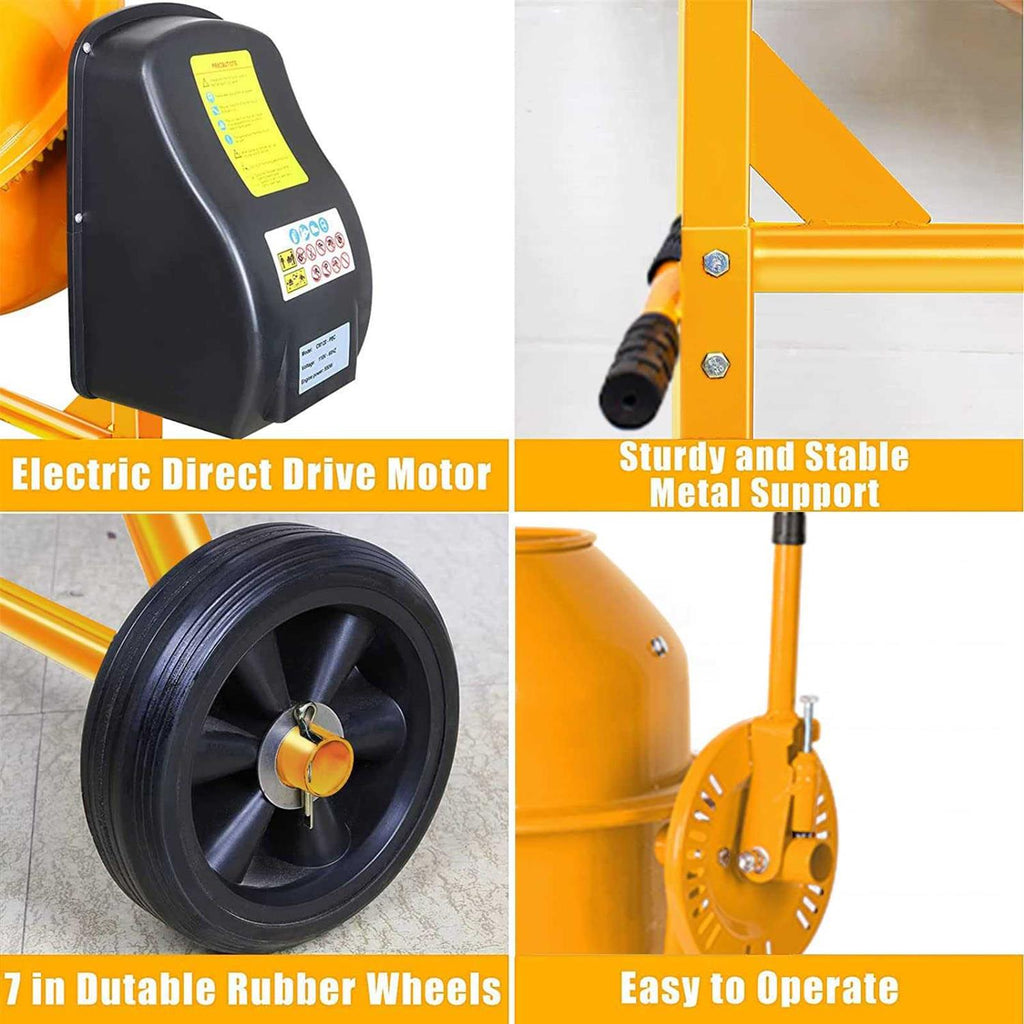 Portable Concrete Cement Mixer 1/2 Hp Electric with Wheel J900659