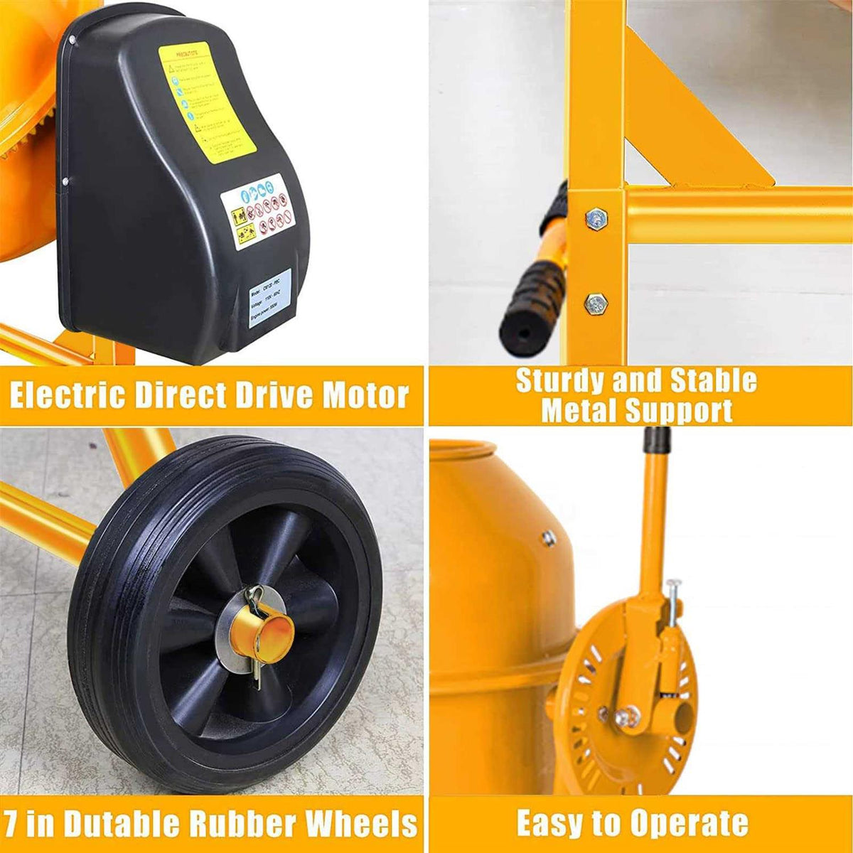 Portable Concrete Cement Mixer 1/2 Hp Electric with Wheel J900659