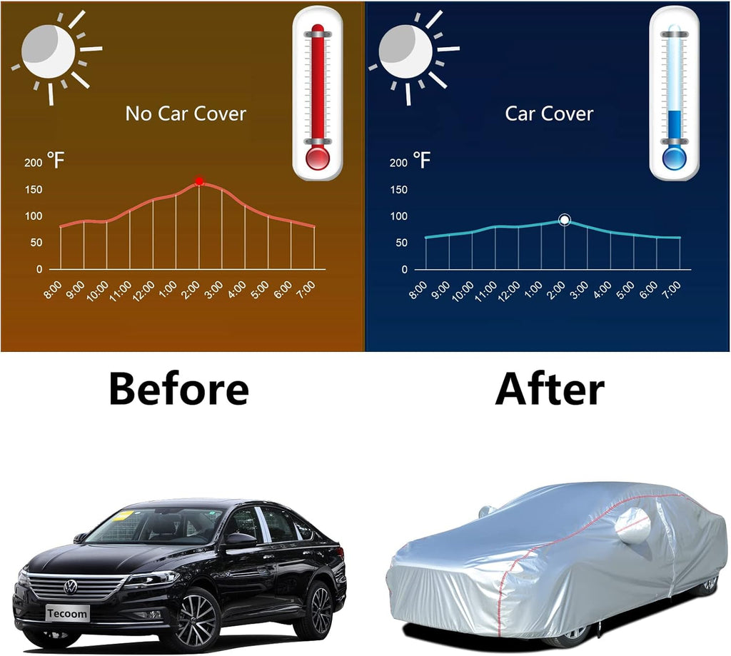 Hard Shell Car Cover Waterproof UV-Proof Windproof Fit 150-178 Inches Length Coupe Convertible Sport Car L70189