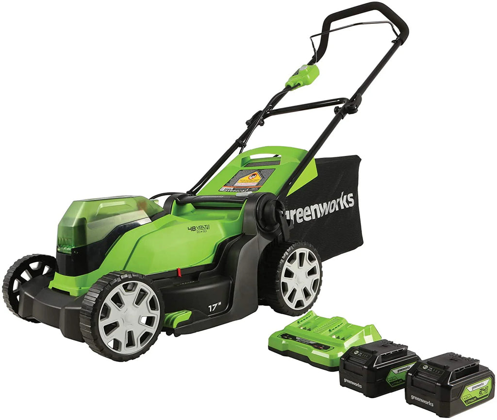 48V 17 Battery-Powered Push Lawn Mower with 2 x 24V 4Ah Batteries A73922
