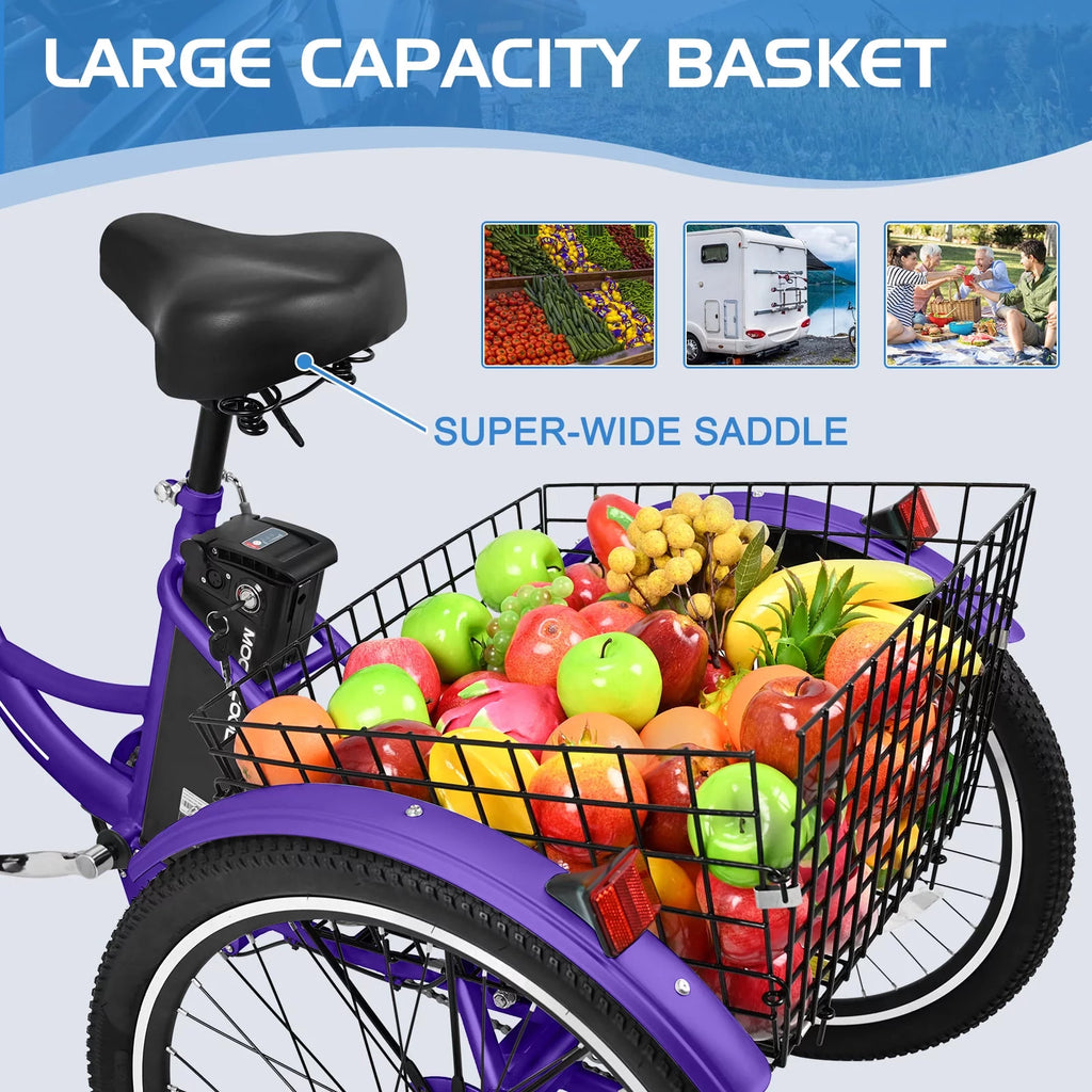 24'' 500W 7-Speed Electric Tricycle with Removable Battery N51992