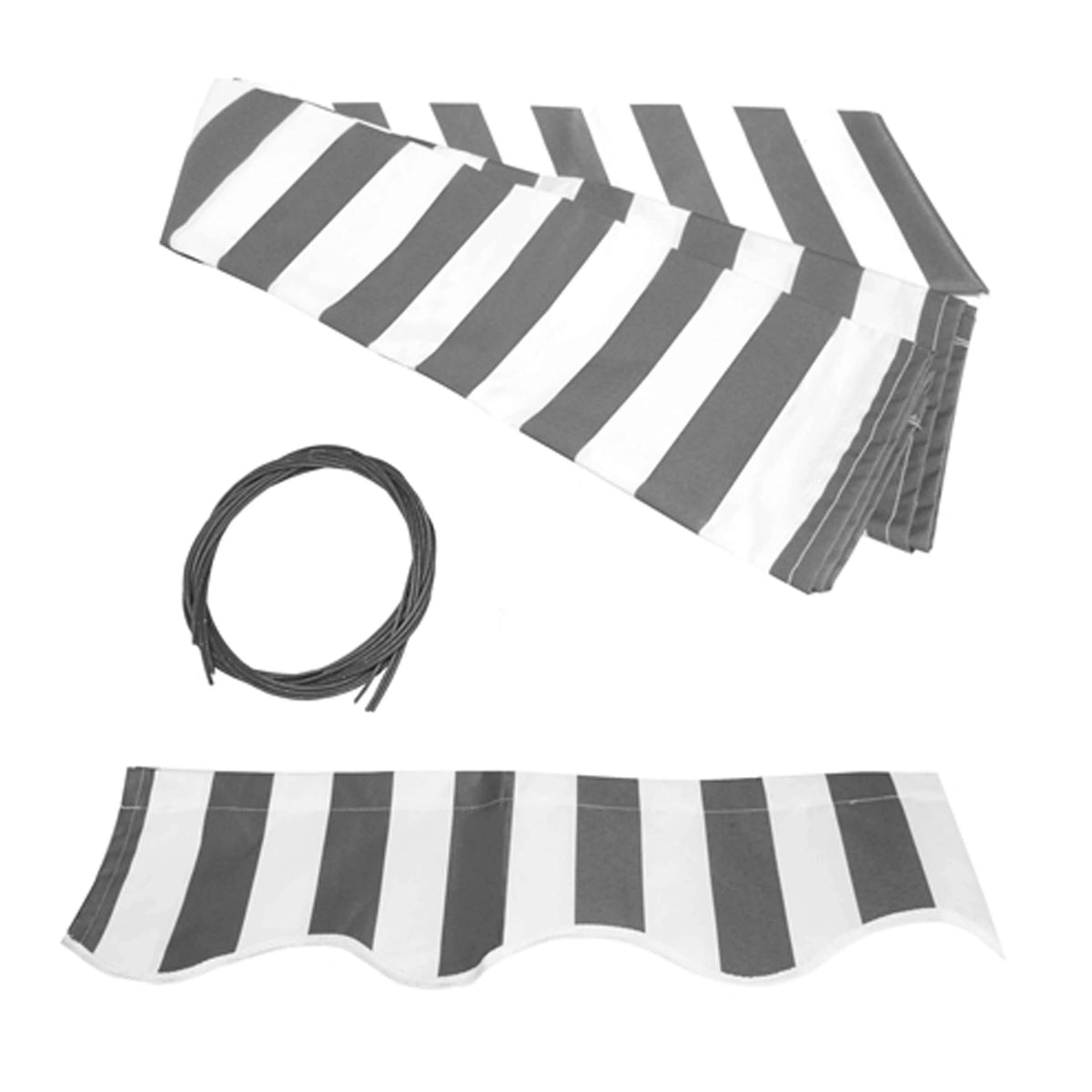 Gray White Striped Motorized Retractable Patio Awning C597