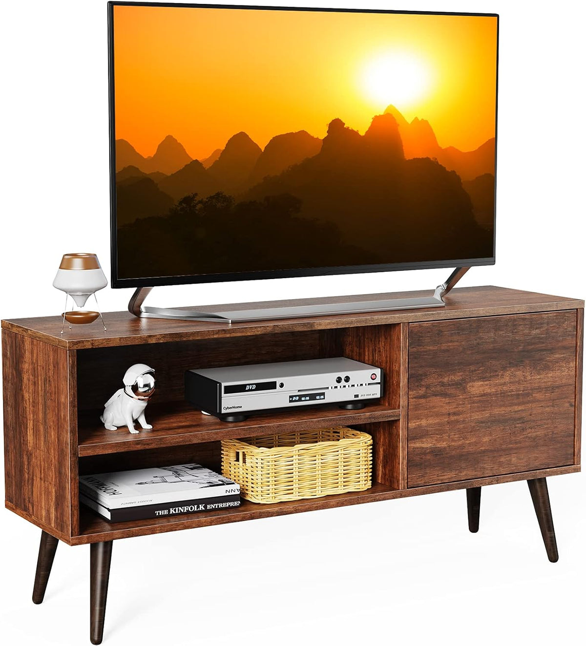 Retro Wood TV Console Table with Storage F331418