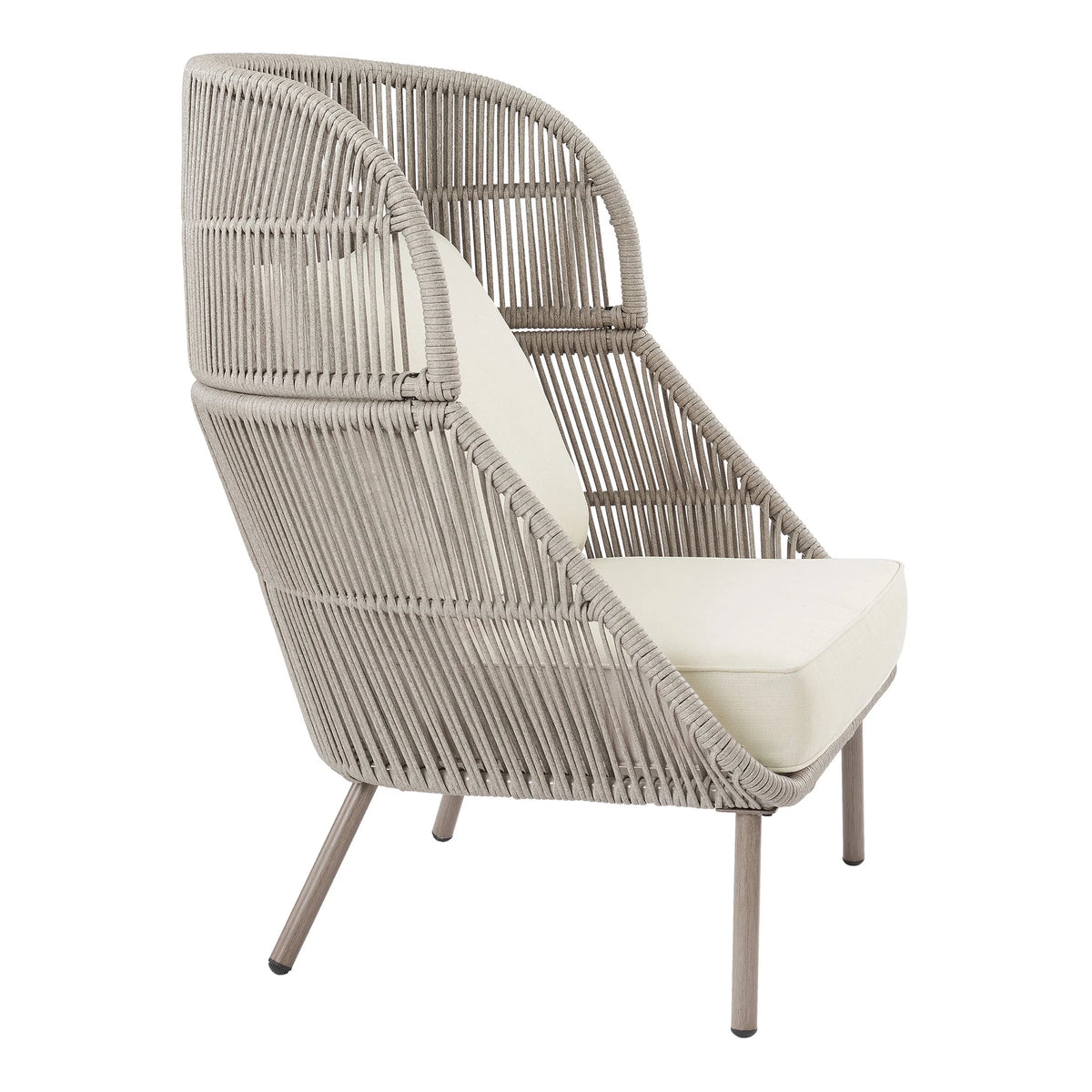 Beige Wicker Outdoor Accent Chair with Cushions R844
