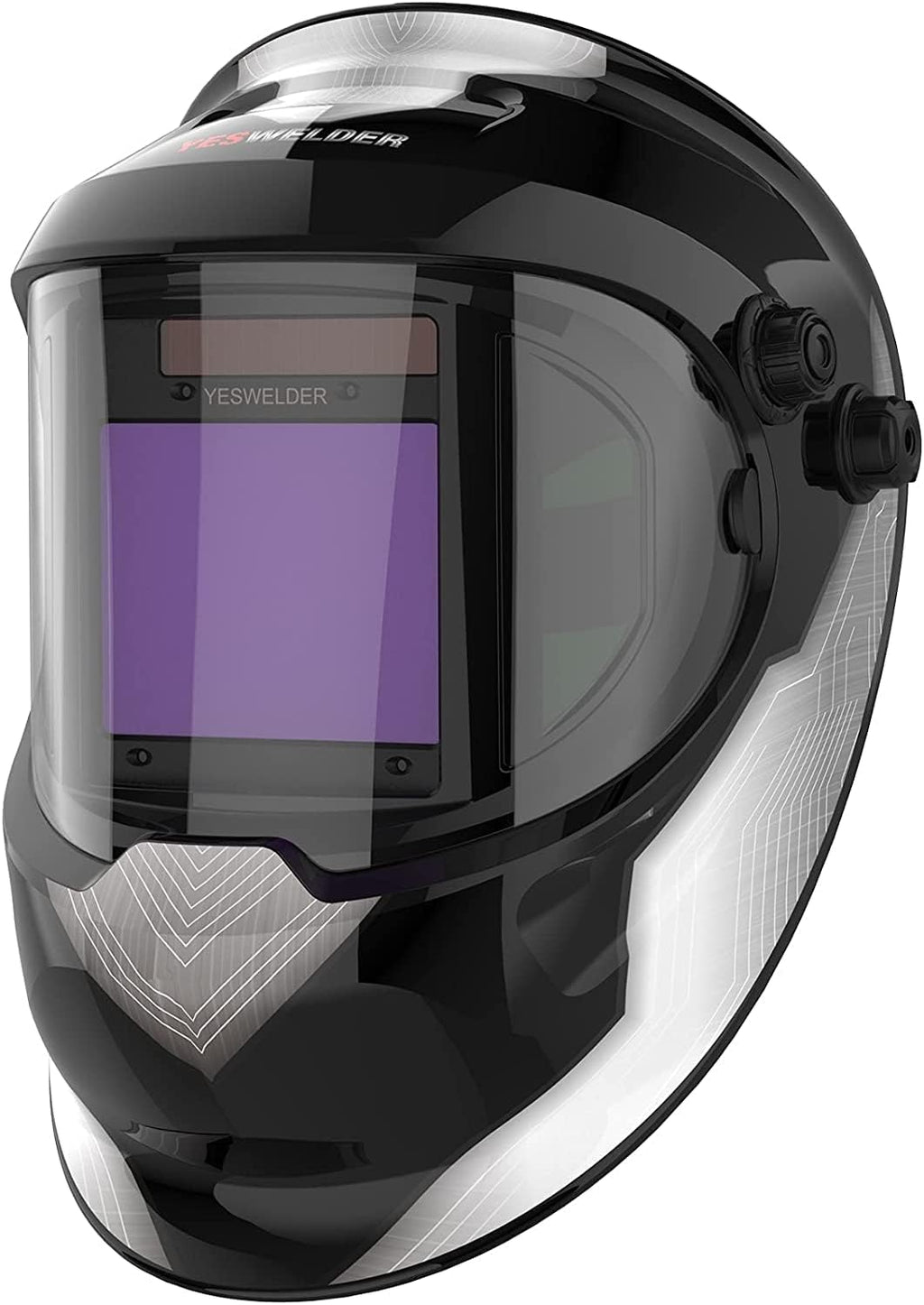 Large Viewing True Color Solar Powered Auto Darkening Welding Helmet with Side View, 4 Arc Sensor Wide Shade 4/5-9/9-13 Welder Mask S474858