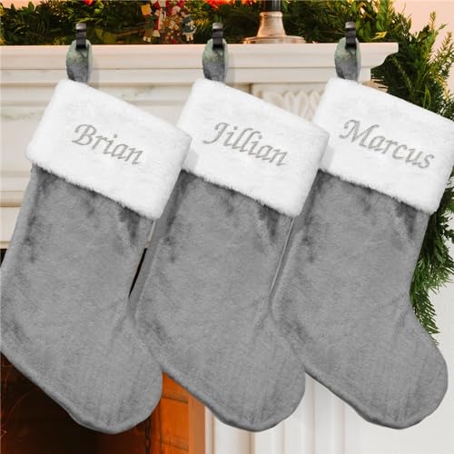 Embroidered Red Plush Christmas Stocking G4485