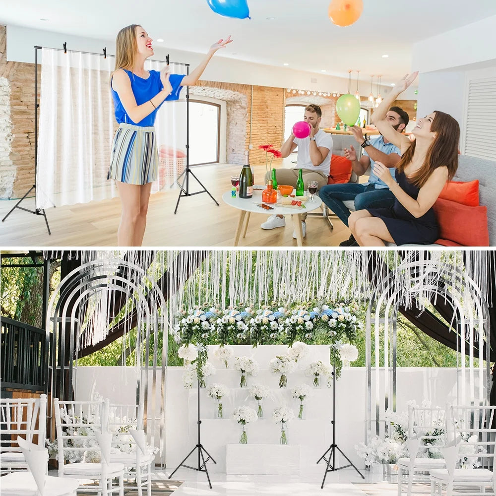 10ft Adjustable Background Support Stand Photography Video Studio Backdrop Kit with 4 Backdrop Clamps and 2 Sandbags Black A2015