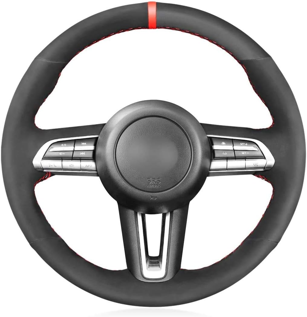 Black Genuine Leather Steering Wheel Cover J2587