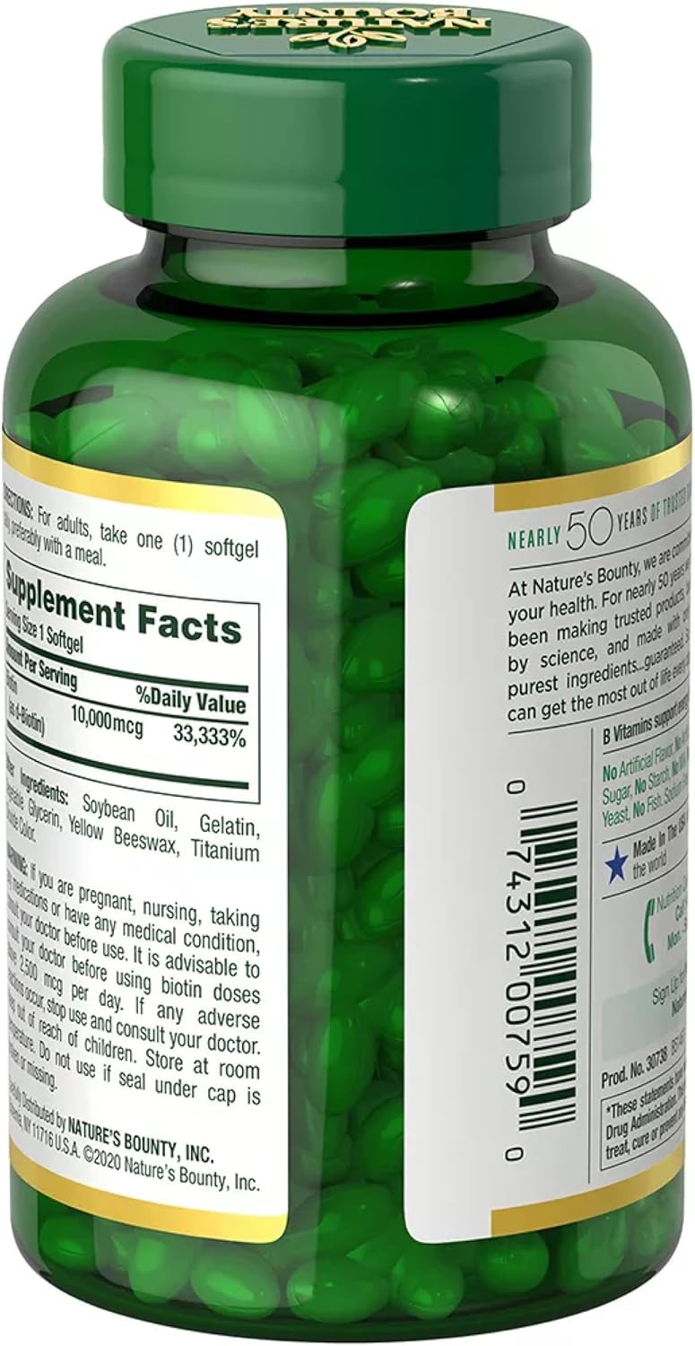 Biotin 10,000 mcg, 250 Rapid Release Softgels A10872