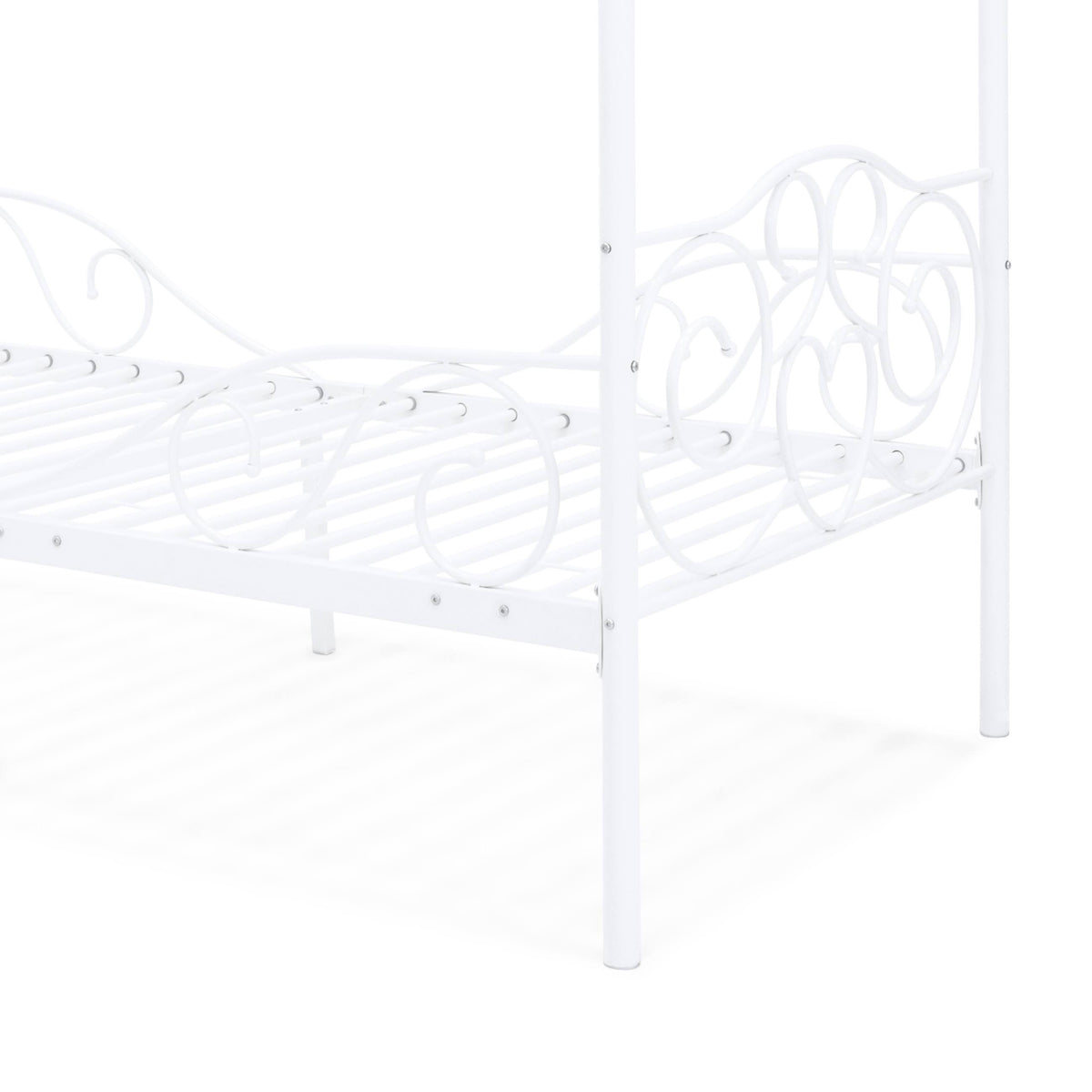 White 4 Post Metal Twin Bed Frame with Headboard and Footboard O618