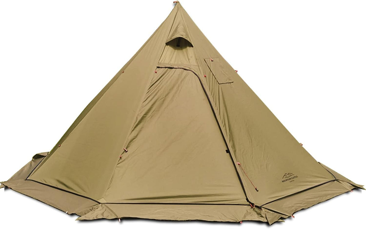 3 Person Lightweight Tipi Hot Tent with Fire Retardant Flue Pipes Window O185374