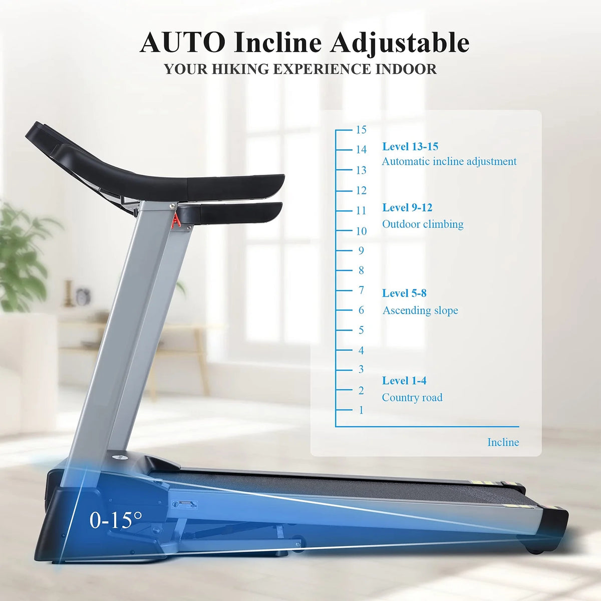 Folding Treadmill with 15% Electric Incline F41678