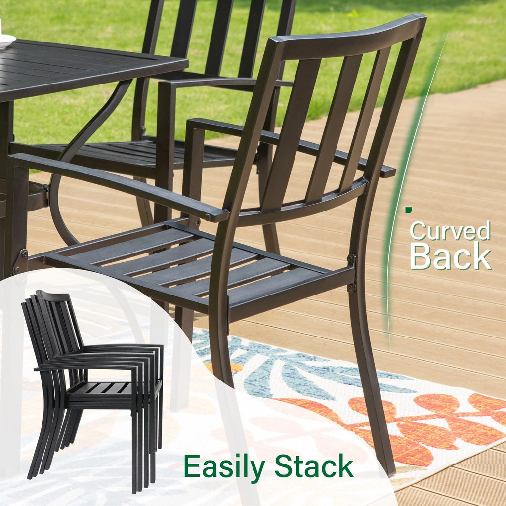 7 Piece Outdoor Patio Dining Set Metal Table and Chairs Z6476
