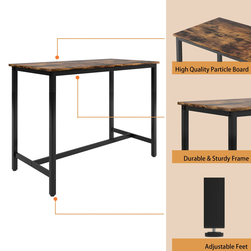 5 Piece Bar Height Dining Table Set with Upholstered Stools D191090