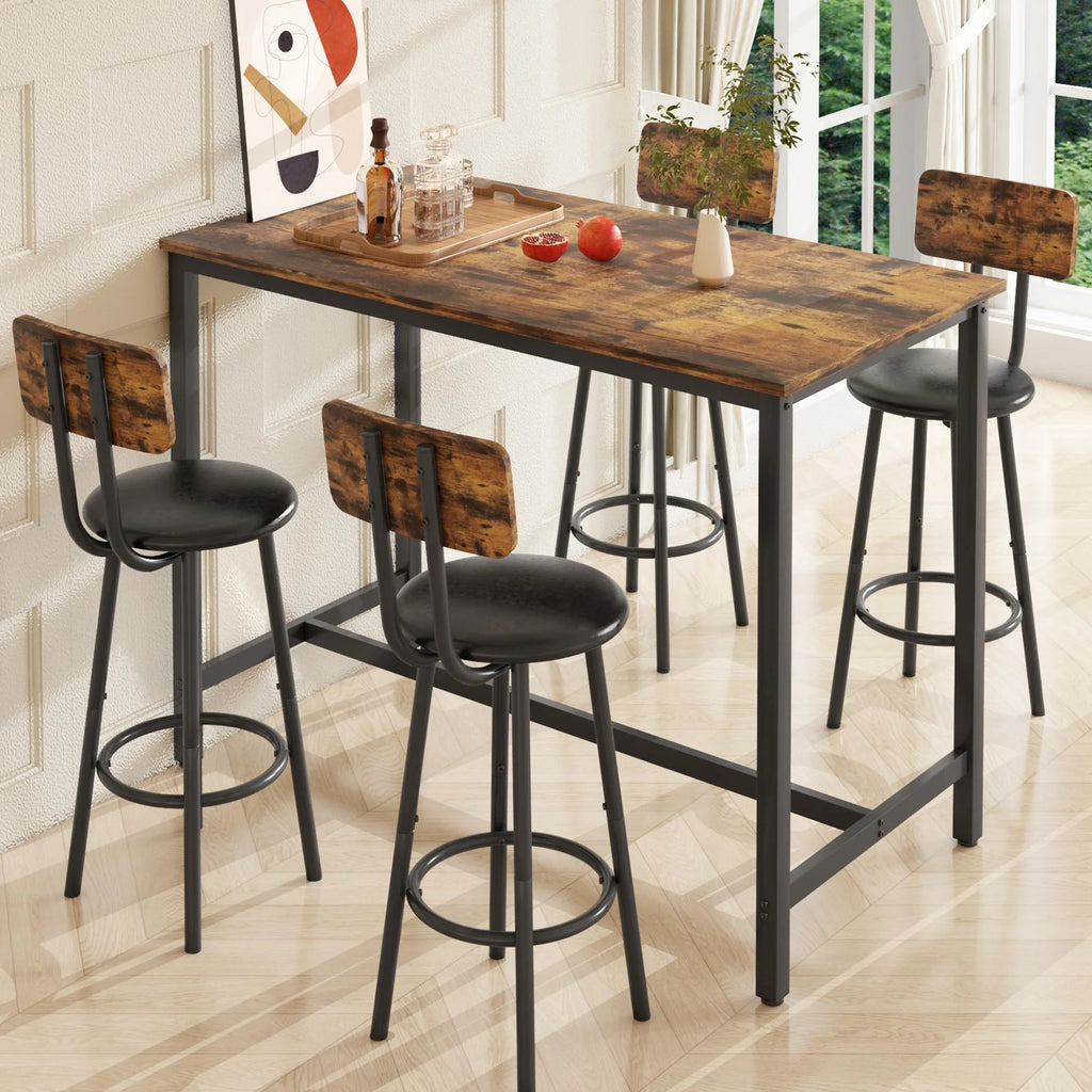 5 Piece Bar Height Dining Table Set with Upholstered Stools D191090