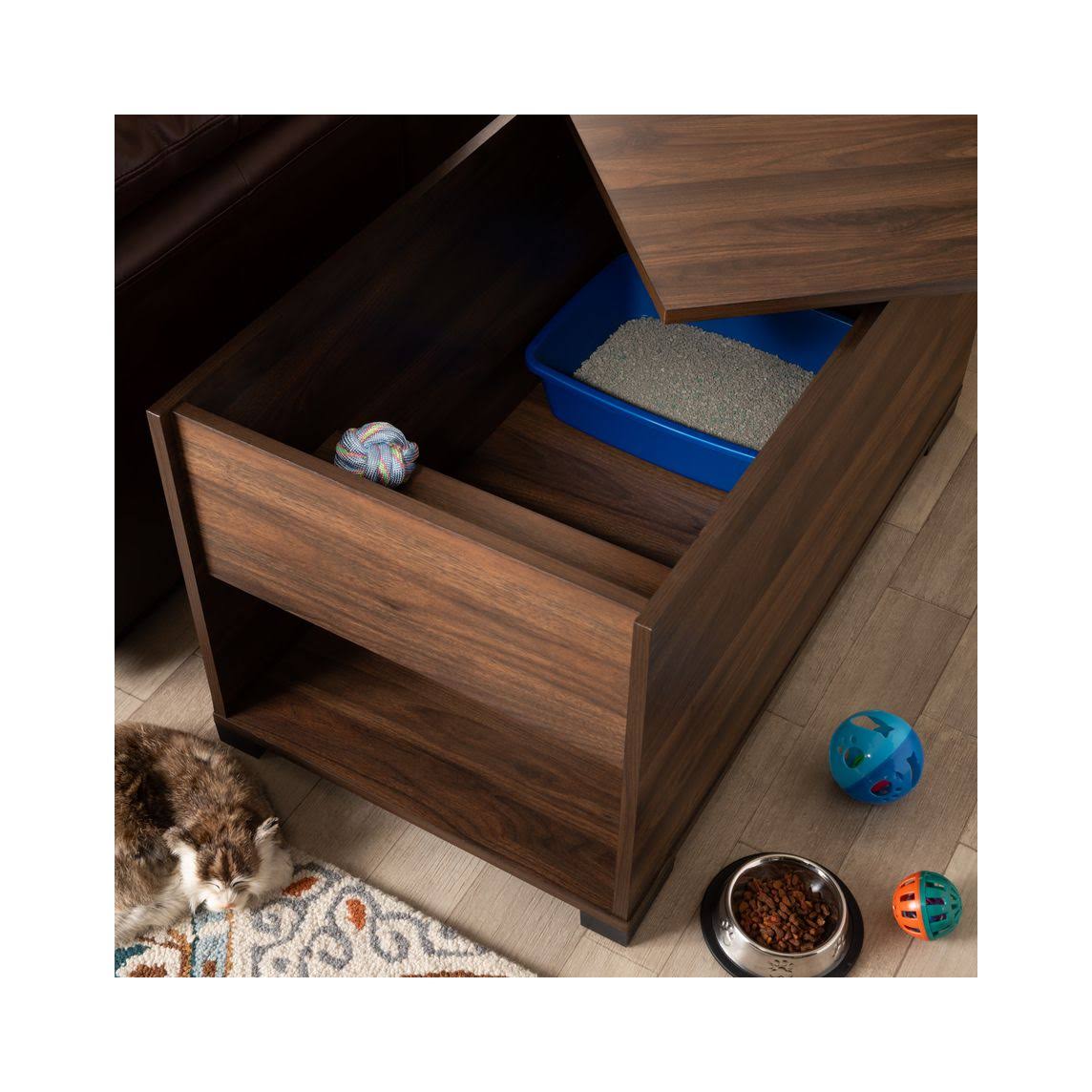 Walnut Brown Finished Cat Litter Box Cover House M242