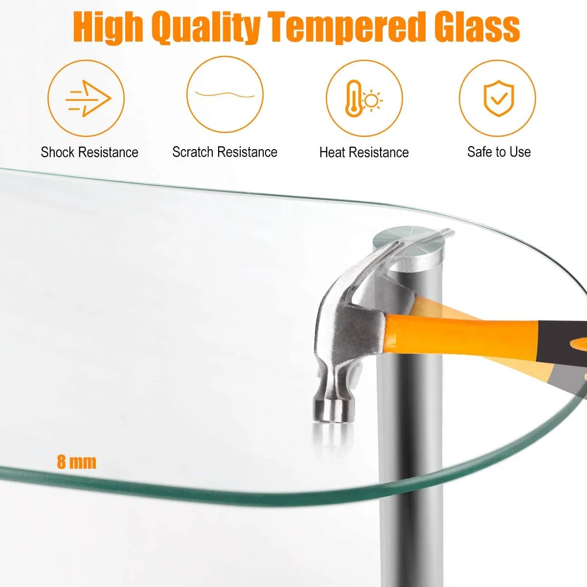 3-Tier Glass Liquor Bar Cabinet with Tempered Glass Counter Top Y75753