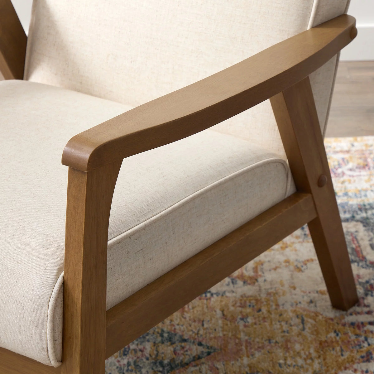 Cream Wood Frame Accent Chair S871