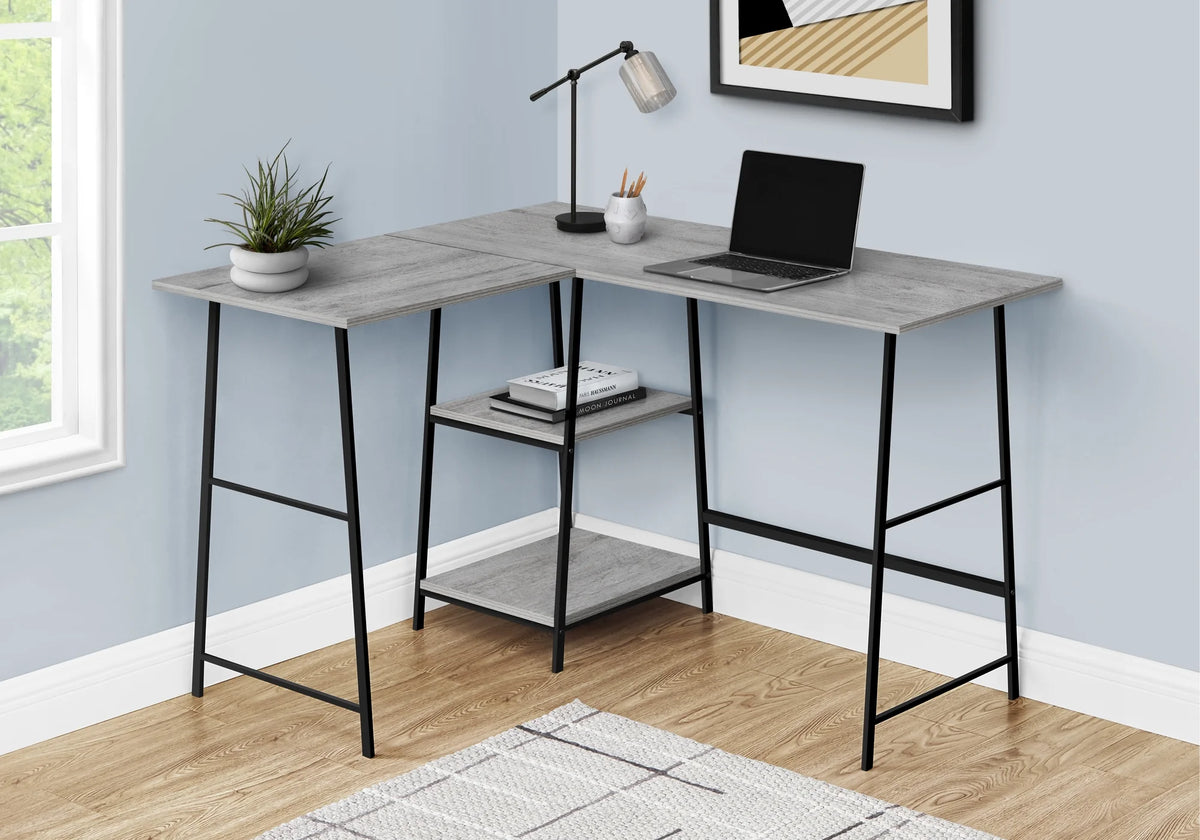 48" L Shape Grey Laminate Computer Desk F3759