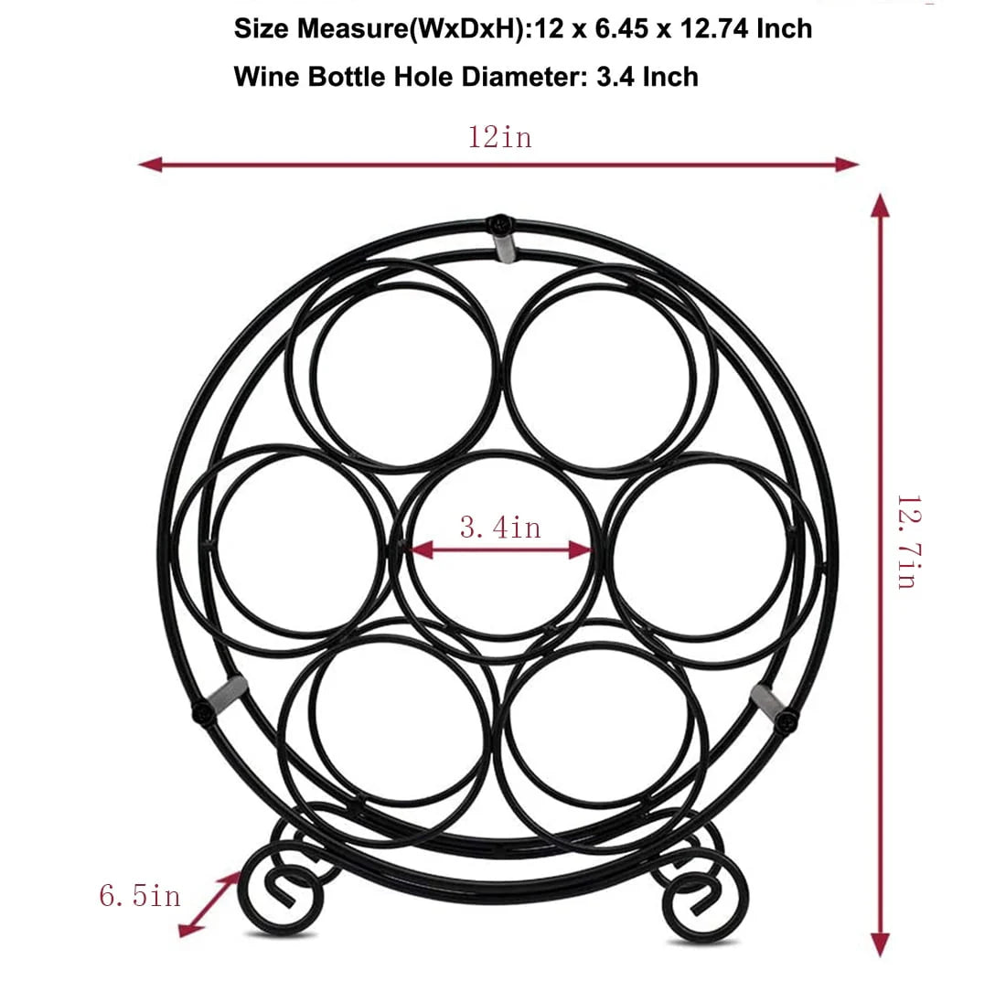 Black Metal Free Standing Wine Rack C567