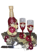 Champagne Glasses Set Emerald Green Silver Q723581