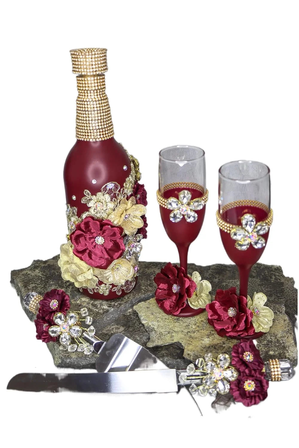Champagne Glasses Set Emerald Green Silver Q723581
