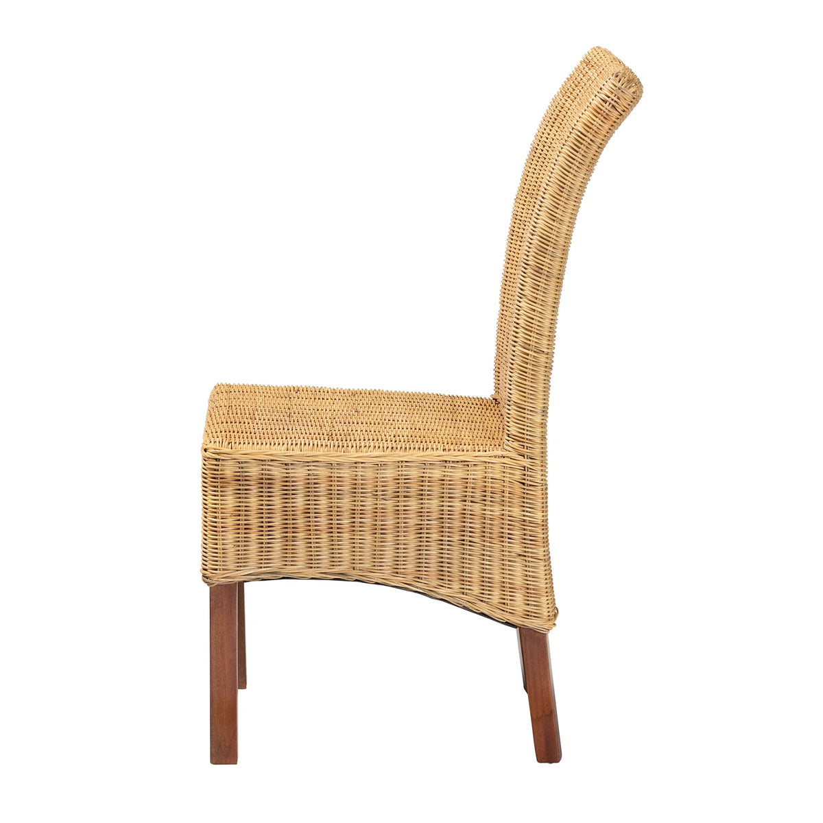 Natural Rattan and Mahogany Wood Dining Chair S590